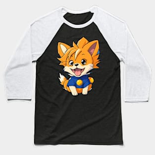 Adorable Cartoon Dog in Goku Style Baseball T-Shirt